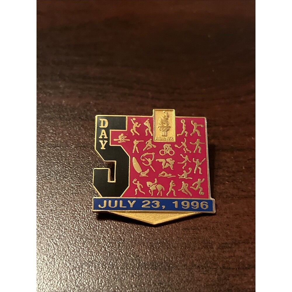 Vintage 1996 Atlanta Olympics Day 5 Of The Games‎ July 23rd Lapel Hat Pin